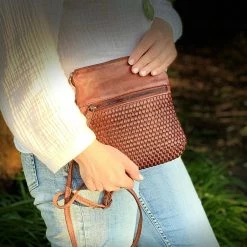 Rugged Hide Teagan RH-2225 Small Cross Body Bag With Lattice Weave Detail