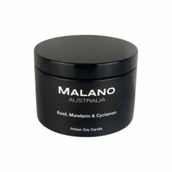 Malano Soy Candle - Basil, Mandarin & Cyclamen Malano - Made In Tasmania