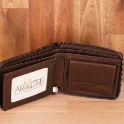 WOMEN Rugged Hide RH-1006 Aris Leather Wallet Zipped Around