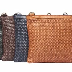 Rugged Hide Trinity RH-2964 Large Weave Crossbody Leather Clutch Bag WOMEN