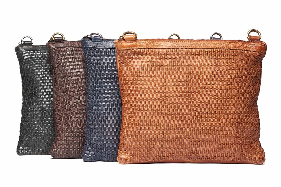 Budget ✨ Rugged Hide Trinity RH-2964 Large Weave Crossbody Leather Clutch Bag 👩 WOMEN 🎁 3 Rugged Hide Trinity RH-2964 Large Weave Crossbody Leather Clutch Bag WOMEN