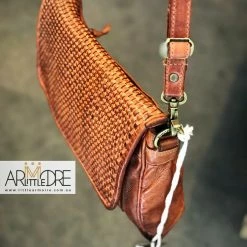 Rugged Hide Susie RH-2205 Ladies Flap Cross Body Bag With Lattice Weave Detail