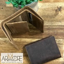 MEN Rugged Hide RH-8195 Sid - Tri Fold Hunter Leather Wallet