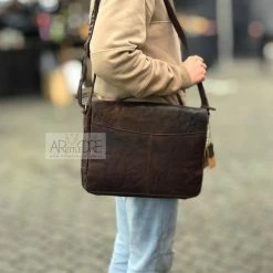 Oran Leather Satchel / Laptop Bag Rugged Hide RH-7001 Ottawa Compact Vintage Satchel Laptop Bag