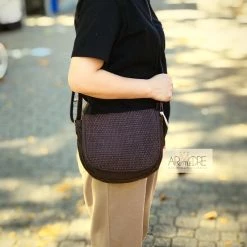 Rugged Hide Bridget RH-2962 Ladies Leather Sling Bag With Weave Detail