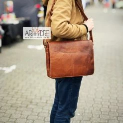 Oran Leather Satchel / Laptop Bag Rugged Hide RH-7001 Ottawa Compact Vintage Satchel Laptop Bag