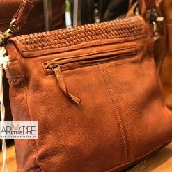 Rugged Hide Susie RH-2205 Ladies Flap Cross Body Bag With Lattice Weave Detail