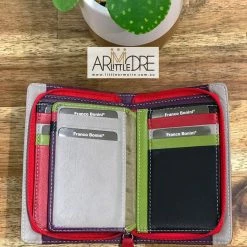 Franco Bonini FB-1814 Small Zip Around Soft Leather Multi Colour Wallet WOMEN
