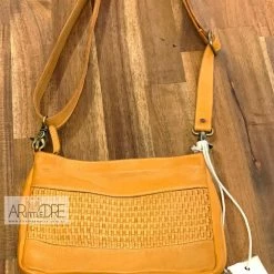 WOMEN Rugged Hide Amina RH-2215 Leather Crossbody Bag With Lattice Weave Design