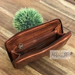 Rugged Hide Kendra RH-1916 Diagonal Cut Design Ladies Zip Around Leather Wallet