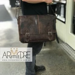 Oran Leather Satchel / Laptop Bag Rugged Hide RH-6001 Mason Men Leather Satchel