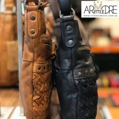 SALE Rugged Hide Yara RH-40477 Ladies Sling Bag With Woven And Stud Design