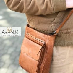 Rugged Hide Nora RH-1235 Unisex Multi Pockets Crossbody Leather Bag