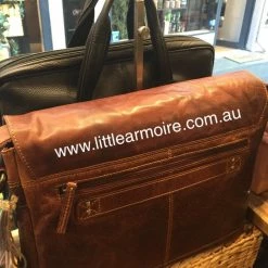 Oran Leather Satchel / Laptop Bag Rugged Hide RH-7001 Ottawa Compact Vintage Satchel Laptop Bag