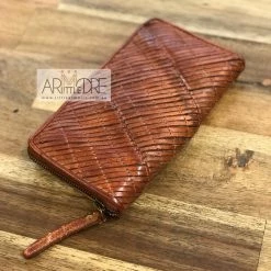 Rugged Hide Kendra RH-1916 Diagonal Cut Design Ladies Zip Around Leather Wallet