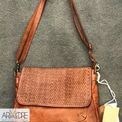 Rugged Hide Susie RH-2205 Ladies Flap Cross Body Bag With Lattice Weave Detail