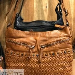 SALE Rugged Hide Yara RH-40477 Ladies Sling Bag With Woven And Stud Design