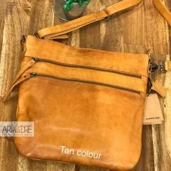 WOMEN Rugged Hide Fiona RH-13644 Multi Zip Soft Leather Crossbody Leather Bag