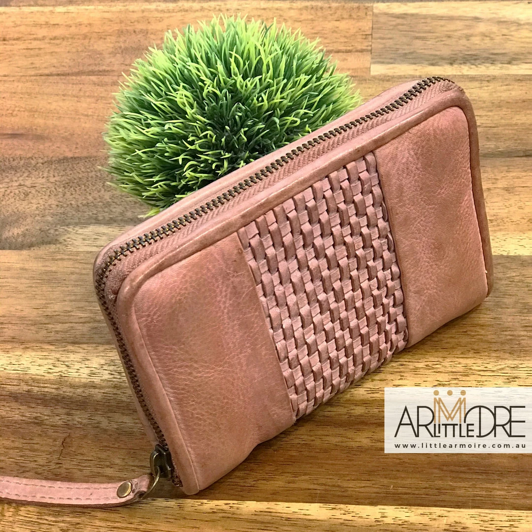 Brand new ⭐ Rugged Hide Pearl RH-2217 Ladies Medium Size Zip Around Lattice Weave Design Wallet 👩 WOMEN 🎁 13 Rugged Hide Pearl RH-2217 Ladies Medium Size Zip Around Lattice Weave Design Wallet WOMEN