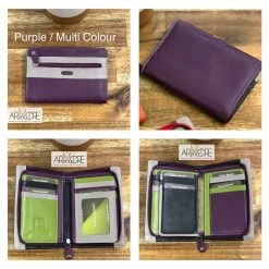 Franco Bonini FB-1814 Small Zip Around Soft Leather Multi Colour Wallet WOMEN