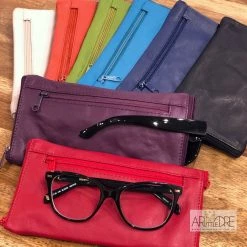 Little Armoire Soft Leather Double Sided Glasses Case With Side Pocket FB-3388 - 3 Zipped WOMEN