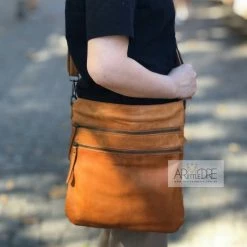 WOMEN Rugged Hide Fiona RH-13644 Multi Zip Soft Leather Crossbody Leather Bag