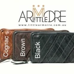 Rugged Hide Kendra RH-1916 Diagonal Cut Design Ladies Zip Around Leather Wallet