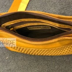 WOMEN Rugged Hide Amina RH-2215 Leather Crossbody Bag With Lattice Weave Design