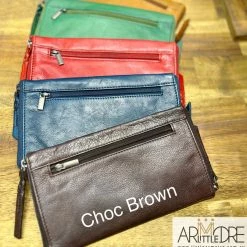 Little Armoire Washed Leather Double Sided Glasses Case With Extra Rear Zipped Pocket LA-6238 WOMEN