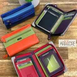 Franco Bonini FB-1814 Small Zip Around Soft Leather Multi Colour Wallet WOMEN