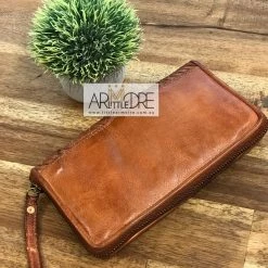 Rugged Hide Kendra RH-1916 Diagonal Cut Design Ladies Zip Around Leather Wallet