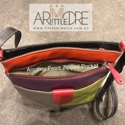 Franco Bonini FB-12242 Multi Coloured Small Leather Shoulder / Cross Body Bag