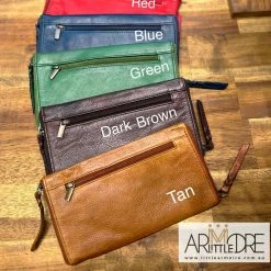 Little Armoire Washed Leather Double Sided Glasses Case With Extra Rear Zipped Pocket LA-6238 WOMEN