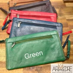 Little Armoire Washed Leather Double Sided Glasses Case With Extra Rear Zipped Pocket LA-6238 WOMEN