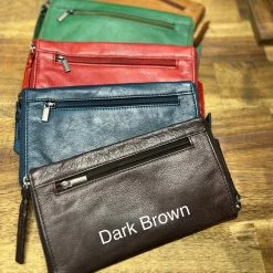 Little Armoire Washed Leather Double Sided Glasses Case With Extra Rear Zipped Pocket LA-6238 WOMEN