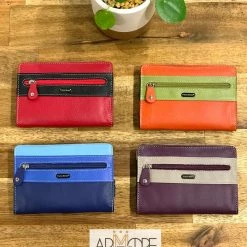 Franco Bonini FB-1814 Small Zip Around Soft Leather Multi Colour Wallet WOMEN