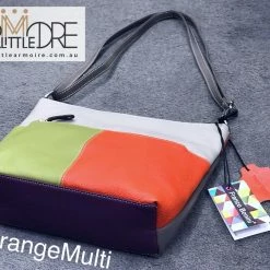 Franco Bonini FB-112 Multi Coloured Top Zip Leather Shoulder Bag WOMEN