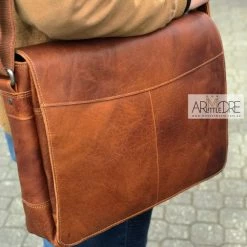 Oran Leather Satchel / Laptop Bag Rugged Hide RH-7001 Ottawa Compact Vintage Satchel Laptop Bag