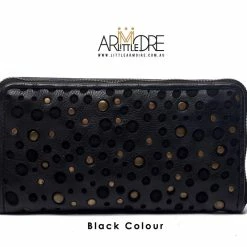 SALE Rugged Hide Jade RH-2526 Studs & Laser Cut Cheese Design Zip Around Wallet