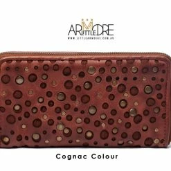 SALE Rugged Hide Jade RH-2526 Studs & Laser Cut Cheese Design Zip Around Wallet