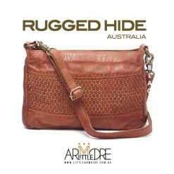 WOMEN Rugged Hide Amina RH-2215 Leather Crossbody Bag With Lattice Weave Design
