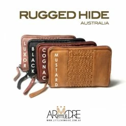 Rugged Hide Pearl RH-2217 Ladies Medium Size Zip Around Lattice Weave Design Wallet WOMEN