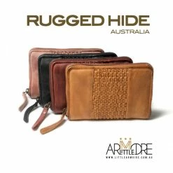 Rugged Hide Pearl RH-2217 Ladies Medium Size Zip Around Lattice Weave Design Wallet WOMEN