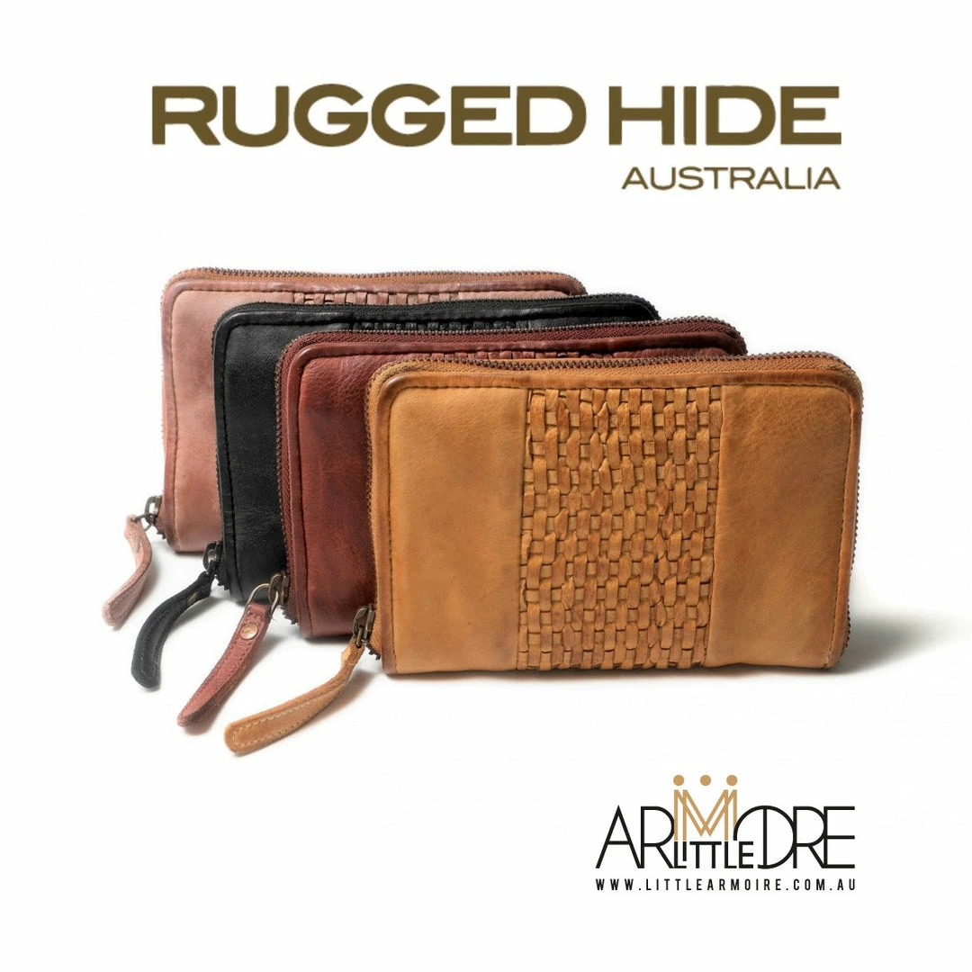 Brand new ⭐ Rugged Hide Pearl RH-2217 Ladies Medium Size Zip Around Lattice Weave Design Wallet 👩 WOMEN 🎁 3 Rugged Hide Pearl RH-2217 Ladies Medium Size Zip Around Lattice Weave Design Wallet WOMEN